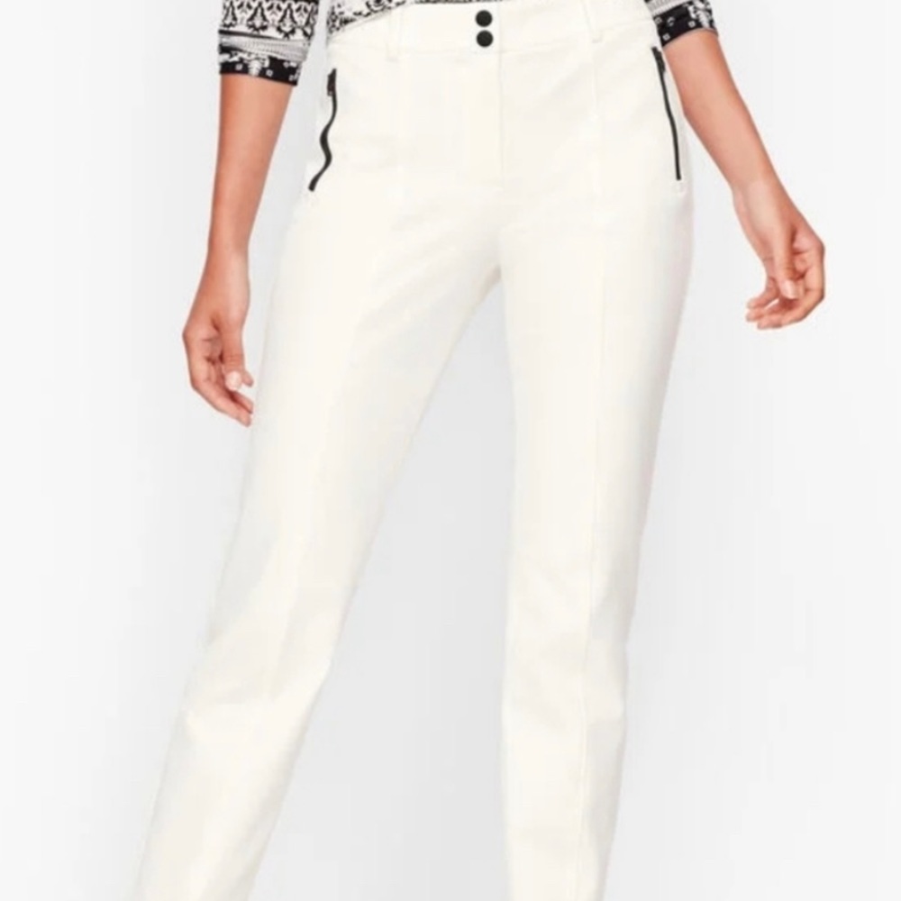 PR: Talbots Ivory Zip-Pocket Straight-Leg Pants